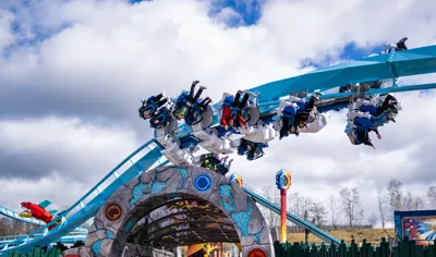 Looping in the Maximus roller coaster at LEGOLAND Deutschland Resort