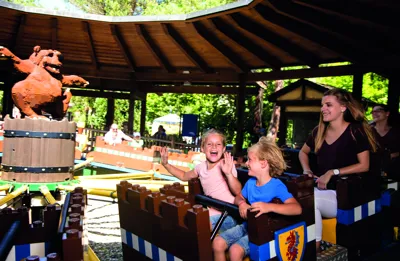 Caterpillar ride roller coaster for small children at LEGOLAND Deutschland
