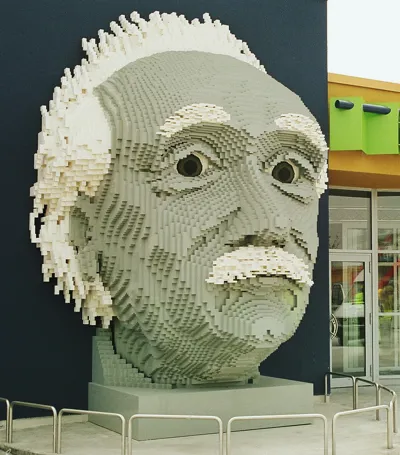Large head of Albert Einstein built from LEGO bricks at LEGOLAND Deutschland