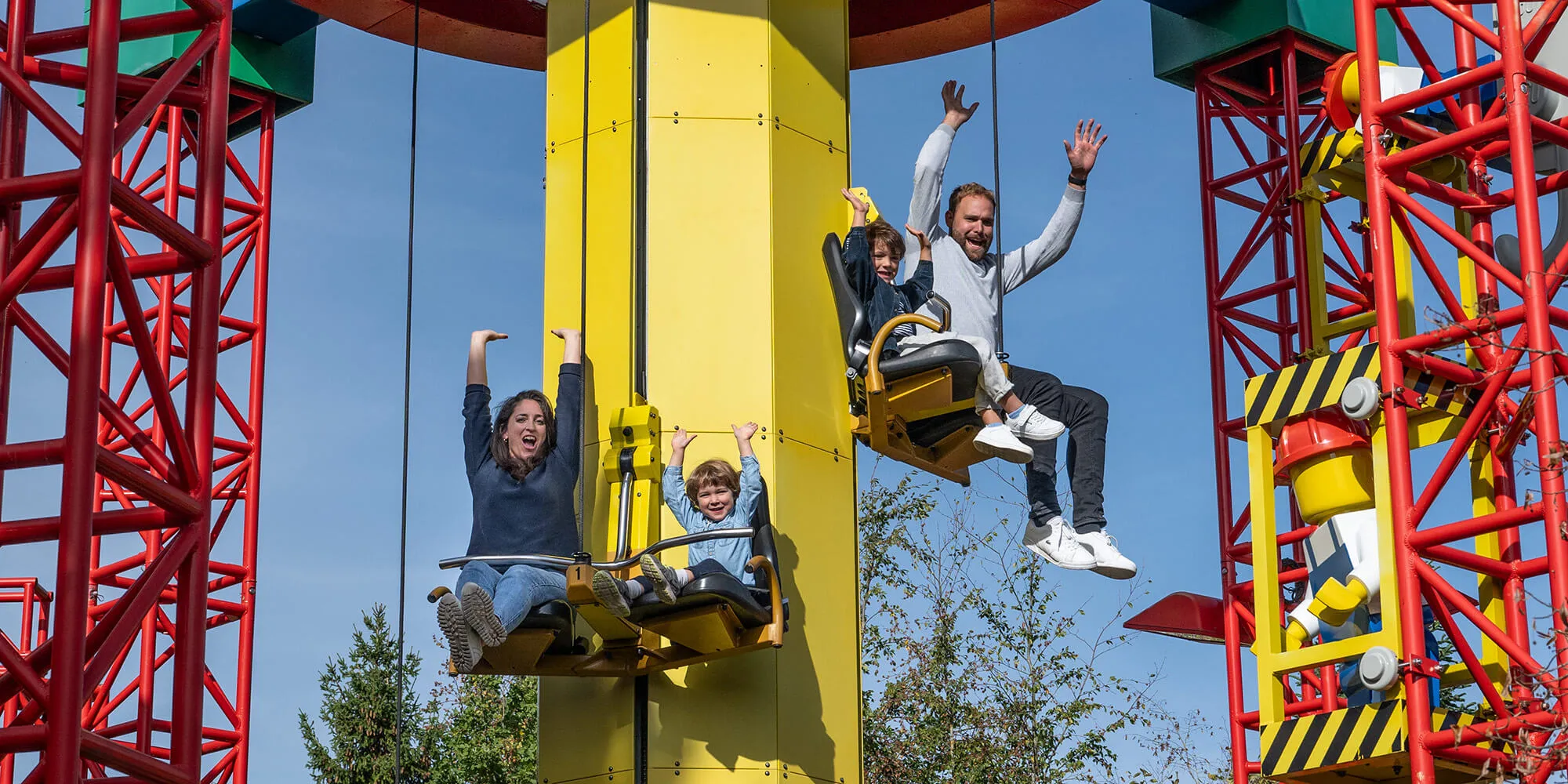 Family in the Kids Power Tower ride at LEGOLAND