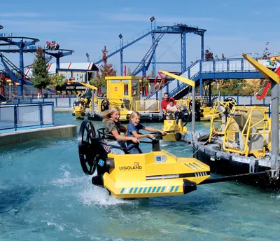 Family on LEGOLAND Aquazone wave racer ride