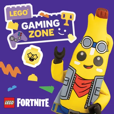 LEGO Gaming Zone Logo mit Adventure Peely auf dem LEGO Festival