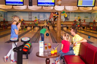 Family bowling at the LEGOLAND Holiday Village Bowling Center