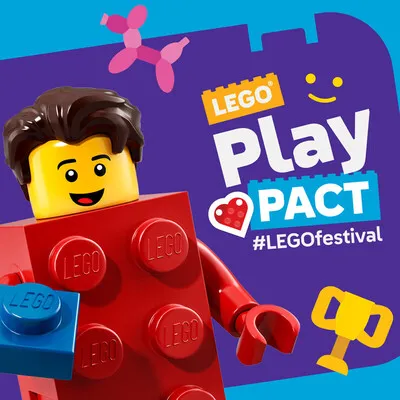 LEGO Play Pact Logo mit Minifigur