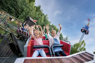 Dragon hunt roller coaster for small children at LEGOLAND Deutschland