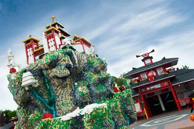Ninjago temple made of LEGO bricks in LEGO Ninjago World at LEGOLAND