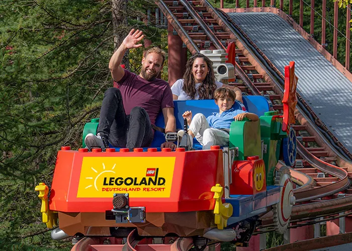 Pedal-A-Car ride with family at LEGOLAND