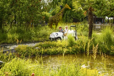 two children on the LEGOLAND Deutschland Safari Tour ride