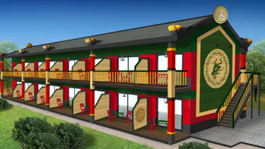 Außenansicht LEGO NINJAGO Quartier im LEGOLAND Feriendorf