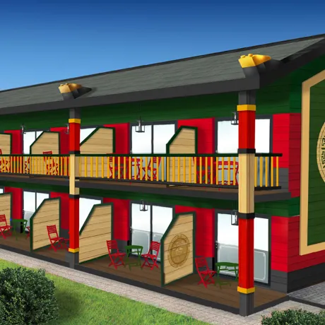 Außenansicht LEGO NINJAGO Quartier im LEGOLAND Feriendorf