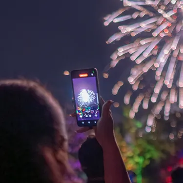 Mobile phone shot of the fireworks during long nights at LEGOLAND Deutschland